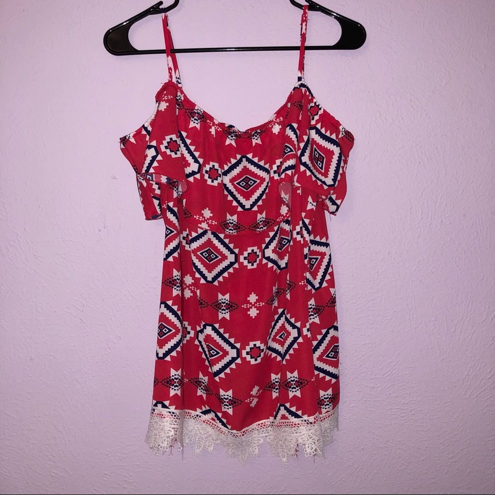 Red, White, And Blue Aztec Cold Shoulder Top 2XL